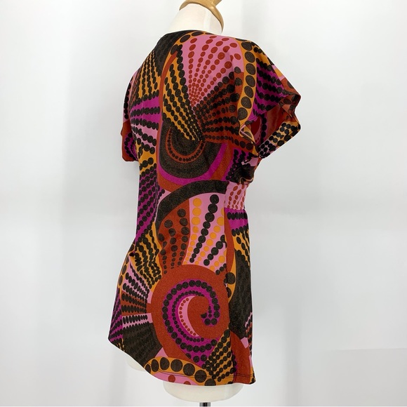 Copper Key Shimmery Kimono Style Plunging V-Neck Short Sleeve Top, Medium - Picture 7 of 16